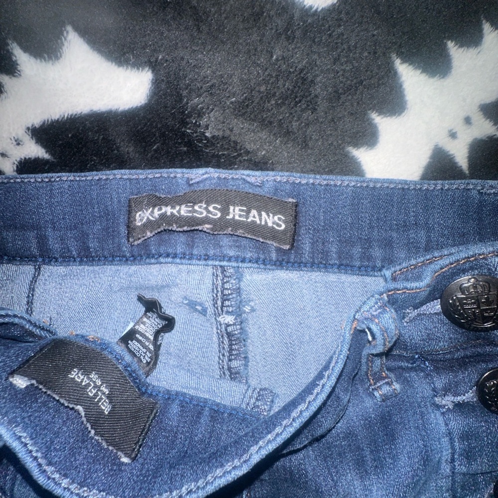 Express Women's Blue Jeans- Bell Flare Mid Rise